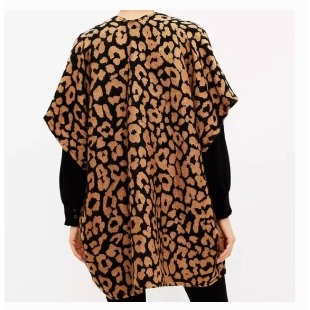 Ann Taylor LOFT Blanket Wrap Sweater Cheetah XS/S